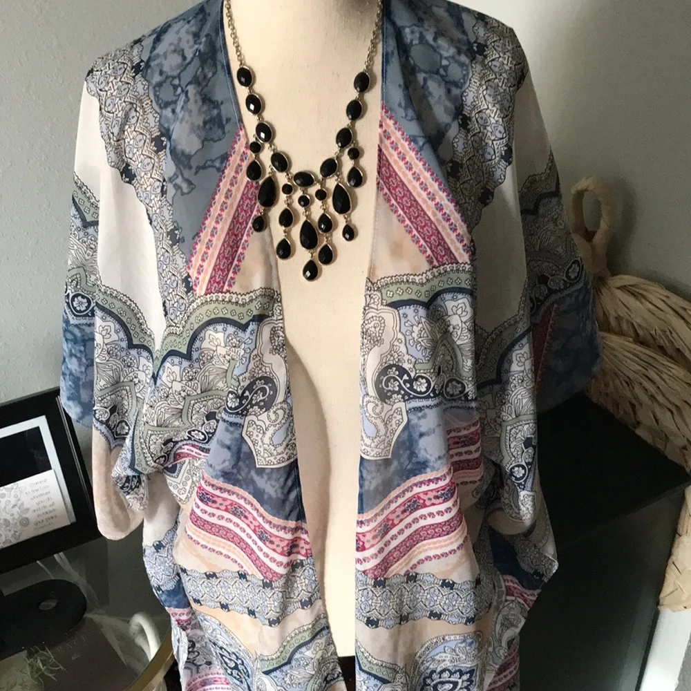 Summer Bohemian Kimono Blue Beautiful Colors Lightweight FINAL SALE Final Sale